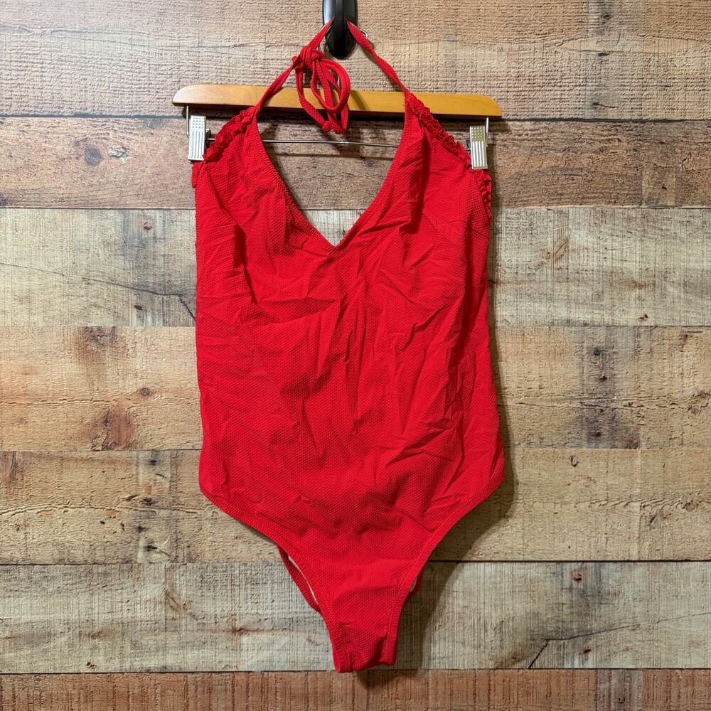 J. Crew Halter One Piece Swimsuit in Red Size 10
